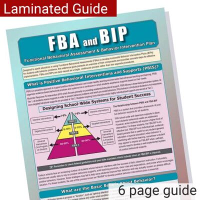 FBA and BIP: Functional Behavioral Assessment and Behavioral Intervention Plan Laminated Guide Product Image